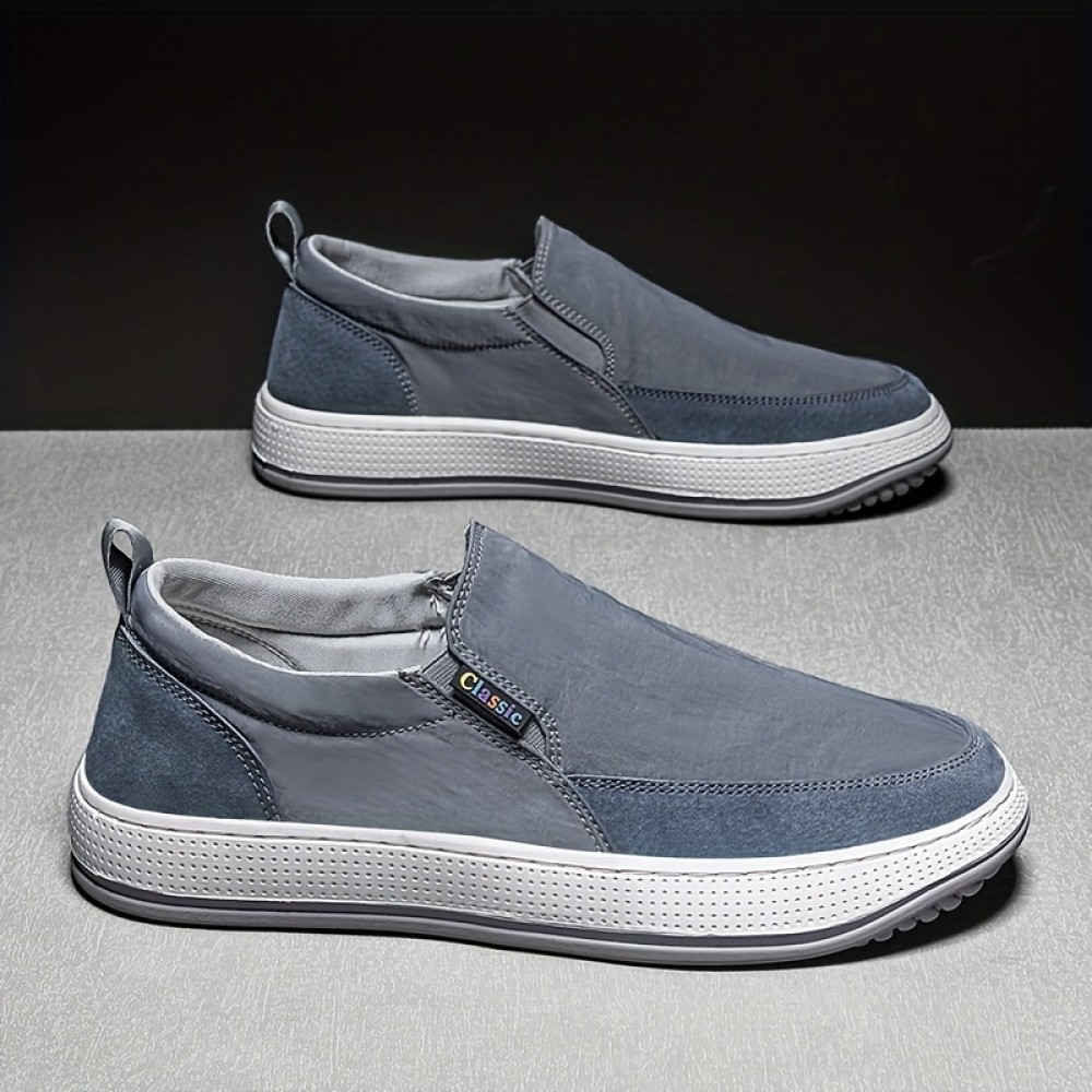 Men's Slip-On Loafers - Lightweight PU Casual Shoes with Breathable Fabric Lining, Minimalist Round Toe Design for All-Season Comfort - Indoor/Outdoor & Streetwear Essentials, Comfy Shoes, Indoor Footwear, Versatile Footwear, Flexible Footwear