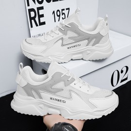 Men'S Lightweight Breathable Running Shoes - Low-Top Sneakers with Cushioned EVA Sole, Lace-Up Closure - All-Season Gym, Hiking, Training, Everyday Shoes - White & Teal Accent - Durable Synthetic /Fabric Upper - Minimalist Athletic Footwear for Men, Gym Shoes, Hiking Footwear, Sleek Design, Comfortable Fit, Versatile Footwear, Active Lifestyle, Sporty Design, Cushioned Support, Performance Footwear, Fitness Enthusiasts