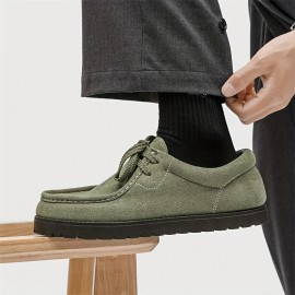 Men'S Stylish Low-Top Lace-Up Casual Sneakers - Soft Faux Cover Upper, Breathable Fabric Lining, Durable Sole - Black, Beige, Brown, Green, Everyday Comfort Shoes | Sleek Shoe Design | Comfortable Fit Shoes