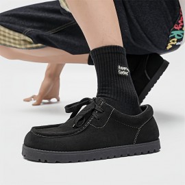 Men'S Stylish Low-Top Lace-Up Casual Sneakers - Soft Faux Cover Upper, Breathable Fabric Lining, Durable Sole - Black, Beige, Brown, Green, Everyday Comfort Shoes | Sleek Shoe Design | Comfortable Fit Shoes