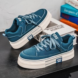 Men's Retro 1996 Letter Print Thick Platform Sneakers - Low-Top Lace-Up Casual Shoes with Breathable Fabric Upper & Durable PU Sole for Casual Attire, Sleek Shoe Design, Comfortable Shoe Fit, Urban Fashion, Vintage Style, Lightweight Construction, Fashion Enthusiasts