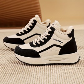 Women'S Lightweight High-Top Sneakers - & Brown Winter Shoes with Cushioned TPU Sole, Lace-Up Closure, Synthetic Cover Upper - All-Season Everyday & Formal Shoes for, Ladies - Easy-clean Minimalist Design, Ladies Sneakers, Casual Footwear