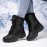 Women's Plush Winter Boots, Warm Lined Ankle Boots with Low Platform and Anti-Slip Sole for Snow Conditions, Black Casual Winter Shoes, Unisex Plus Size Snow Boots