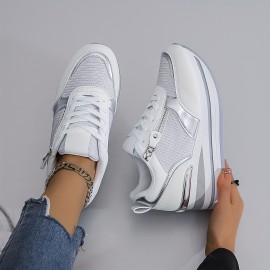 Women'S Breathable Mesh Running Shoes - All-Season Lightweight Sneakers with Thick Cushioned Sole, Synthetic Synthetic Faux Leather Upper & PVC Outsole for Outdoor Road Jogging, Casual Wear, Ladies Sneakers, Jogging Footwear, Stylish Sportswear, Cushioned Support