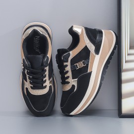 Brown/Beige/Grey/White Women's Lightweight All-Weather Stability Arch Sneaker - Synthetic Fierce Brown/Tan/Grey/Grey-White Traction Tread - Neutral Cushioned PVC Sole - All-Terrain Tread - Lace-Up & Slip-Resistant Outdoor/Running Shoes - All-Season Wear - Synthetic Upper & Arch - Suitable for Hiking, Jogging, Gym - Stability & Comfort Shoes