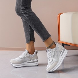 Women's Casual Shoes/Ladies' Sneakers/Outdoor Wedge Trail Running Shoes/Outdoor Thick-soled Skate Shoes/Women's Student Shoes, Casual Footwear, Outdoor Walking Shoes, Trendy Footwear, Sporty Design, Versatile Footwear, Comfortable Sneakers, Student