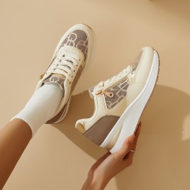 [Stylish Running Shoes] Lightweight Women's Running Shoes | Breathable Camouflage Print & Golden Accents - Thick Cushioned Sole, Non-Slip PVC Outsole, Fabric/Polyurethane Upper - All-Season Casual Outdoor Sneakers