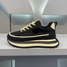 Men'S Chunky Platform Sneakers - Thick Cushioned Sole for Height Increase, Breathable Mesh Upper, Lace-Up Closure, Non-Slip PVC Outsole - Lightweight Sneakers for Gym, Streetwear, Everyday - Black/White/ - Spring/Fall/Summer Casual Shoes, Gym Footwear, Sporty Look, Comfortable Fit, Streetwear Footwear, Trendy Footwear, Durable Construction, Versatile Footwear, Active Lifestyle