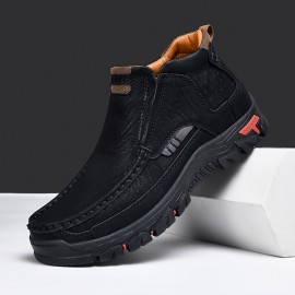 Men'S High-Top Ankle Boots - Stylish Brown Synthetic Cover with Black Rubber Sole, Comfortable EVA Insole, Perfect for Outdoor Hiking & Casual Wear, All-Season Versatile Design, Hiking Boots