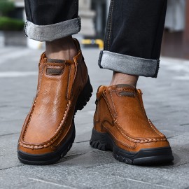 Men'S High-Top Ankle Boots - Stylish Brown Synthetic Cover with Black Rubber Sole, Comfortable EVA Insole, Perfect for Outdoor Hiking & Casual Wear, All-Season Versatile Design, Hiking Boots