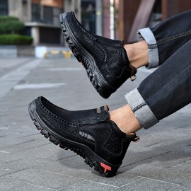 Men'S High-Top Ankle Boots - Stylish Brown Synthetic Cover with Black Rubber Sole, Comfortable EVA Insole, Perfect for Outdoor Hiking & Casual Wear, All-Season Versatile Design, Hiking Boots