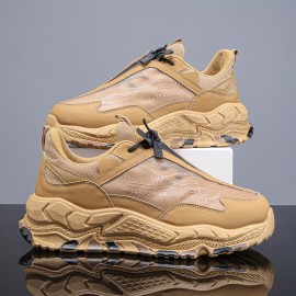 [Men's Sneakers] Lightweight Men's Black and Yellow Sneakers - Casual Lace-Up Athletic Shoes | 