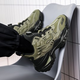 Men's Road Running Shoes - Olive Green & Black Accent Gym, Hiking, Everyday Shoes - Cushioned EVA Sole, Non-Slip Traction - All-Season Athletic Footwear - Breathable Fabric Lining - Durable PU Upper - Lightweight Stability Sneakers for Men, Outdoor Activities, Midtop Design, Secure Fit, Performance Trainers, Active Lifestyle