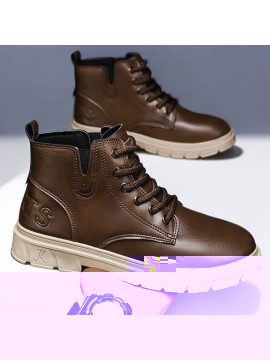 Men'S Lightweight Hiking Boots - All-Season Outdoor Trekking Shoes with Lace-Up Closure, Non-Slip PVC Outsole - Brown/Black - for Camping, Urban, Men Winter Boot, Men Winter Boot For Men, Men Shoe, Hiking Shoe For Men