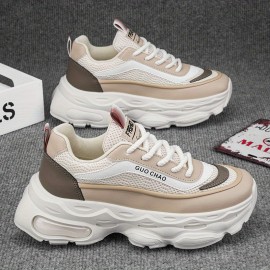 Men's Sneakers - White/Green Accents, Breathable Running Shoes with Thick Cushioned Sole, PU/Rubber Outsole for Gym, Jogging, Everyday - Low-Top Design for Secure fit & All-Day Comfort, Gym Footwear, Geometric Pattern, Supportive Insole, Lightweight Sneakers, Fitness Enthusiasts