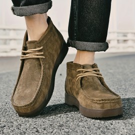 [Premium Hiking Boots] Premium Men's Hiking Boots - Genuine, Durable, Non-Slip Ankle Boots | Handmade Stitching, Classic Retro Style, Square Toe, Rubber Sole, Fabric Lining, Lace-Up Closure for All-Season Outdoor & Casual Wear, Hiking Accessories