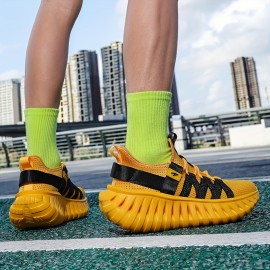 Men's & Women's Lightweight Breathable Running Shoes - All-Terrain Sneakers with Arch Support & Cushioned MD Sole, Low-Top Sneakers for Gym, Jogging, Hiking, Training - All-Season Outdoor Sports Shoes (Yellow/Black) - Ideal for Men & Women - Neutral Cushioning, Secure Fit, Durable Traction Tread, Versatile for Indoor/Outdoor Use - Ideal for Running, Gym, and Casual Attire, Running Shoes For Men High Quality, Slip On Sneakers For Men, Wide Width Shoes For Men, Shoes For Women,