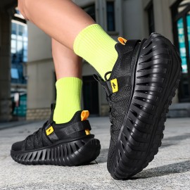 Men's & Women's Lightweight Breathable Running Shoes - All-Terrain Sneakers with Arch Support & Cushioned MD Sole, Low-Top Sneakers for Gym, Jogging, Hiking, Training - All-Season Outdoor Sports Shoes (Yellow/Black) - Ideal for Men & Women - Neutral Cushioning, Secure Fit, Durable Traction Tread, Versatile for Indoor/Outdoor Use - Ideal for Running, Gym, and Casual Attire, Running Shoes For Men High Quality, Slip On Sneakers For Men, Wide Width Shoes For Men, Shoes For Women,