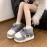 [Elegant Slippers] Winter White & Gray Plush Corduroy Women's High-Top Slippers with EVA Sole | Hand Washable, Thick Sole, Indoor/Outdoor Shoes, Elegant High Top