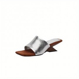 New Arrival - Elegant Women'S Sandals with Metallic Strap, Brown Wedge Heel, All-Season Comfort, Stylish Pointed Toe Design, Allseason Footwear | Metallic Sandals | Durable Footwear