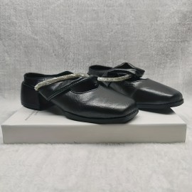 Women'S Slip-On Moccasins - Comfortable Square Toe Loafers with Chunky Heel, Black Synthetic Cover, Casual & Stylish Design for All Seasons, Casual Footwear | Chunky Heel Shoes | Synthetic Cover Shoes