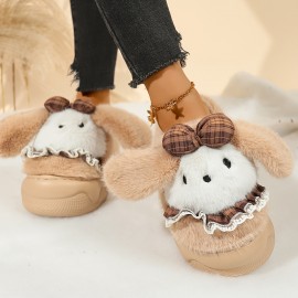 Women'S Cute Puppy Slippers - Beige/White/ Brown/Black/ - Non-Slip EVA Sole Indoor House Shoes - Soft Fabric Upper - Cozy Home Footwear for Women - Perfect Gift for Dog Lovers - Easy Slip-On Design, Cute Slippers, Indoor Footwear, Playful Design, Comfortable Fit, Casual Footwear, Durable Construction, Pet Owners