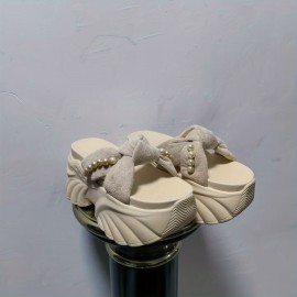 Slippers with Polyurethane Cover Platform Sole and High Heels(2.36-3.15inch)