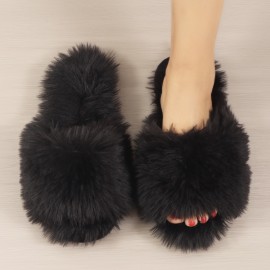 Women's Slip-On House Shoes - Ultra-Cozy Indoor Slippers with Long Plush Fluffy Faux Fur-like Appearance, Non-Slip Sole - All-Season Luxury Footwear for Living Room, Bedroom, Spa - Women's Clothing Essentials, Cozy Home Wear, Fashionable Homewear, Comfortable Cushioning, Home Comfort Seekers