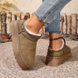 Women'S Winter Snow Boots - Slip-On Thick Platform Sole, Warm Fleece & Non-Slip Rubber Outsole, Elegant Low-Top Design for Cold Weather, Home & Outdoor - Multi-color Options (, Brown, Grey, Pink, Green, Purple, Orange, Red, Navy, Dark Brown