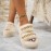 [Plush Slippers] Comfortable Women's Plush Slippers with Thick Sole | Black Faux Fur Slip-Ons, Golden Chain Detail, All-Season Indoor/Outdoor Use, Casual Style, Decorative Chain Detail, House Slippers