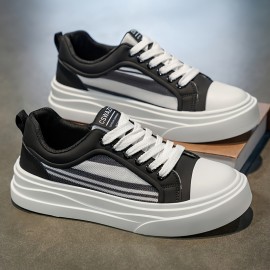 Men'S Breathable Mesh Sneakers - Lightweight Low-Top Casual Shoes with Non-Slip Rubber Sole, White & Green Accents, Lace-Up Design for All-Season Comfort, Perfect for Streetwear & Casual Attire, Allseason Footwear, Modern Sneakers, Fabric Upper Shoes, Men'S Sneaker, Urban Men'S Sneaker, Light Men'S White Sneakers With Stripe, Fashionable Sneakers For Men, Sneaker Brown With Green Stripe, Light Green Running Sneakers, Men Shoe