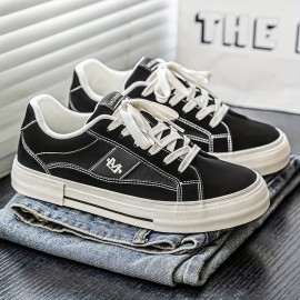 Men's Slip-On Sneakers - Slip-Resistant TPU Sole, Low-Top Casual Shoes in Black/White colorway for Everyday, Office, Parties - All-Season Comfortable Walking Shoes for Men & Women, Sleek Design, Breathable Canvas Upper