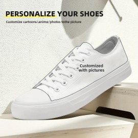 Customizable Men'S Low-Top Canvas Sneakers with 3D Photo Printing, Breathable Fabric Upper & Non-Slip Rubber Sole - Personalized Design, All-Season Casual Streetwear Shoes for Daily Wear & Parties, Party Footwear, Durable Footwear