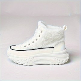 Women'S Winter Snow Boots - Comfortable PU & Fabric Upper, EVA Cushioned Insole, Durable PVC Sole - Stylish Black Sneakers for Outdoor Adventures, Snowboarding & Winter Sports, Snow Shoes, Secure Laceup Closure