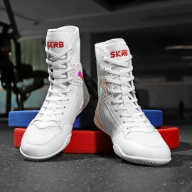 Professional Wrestling & Boxing Shoes - High-Top Training Shoes with Non-Slip Rubber Sole, Breathable Mesh & Synthetic Upper, Durable All-Season Design for Men & Women, Combat Sports Gear, Combat Sports Footwear, Sleek Sporty Look