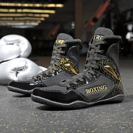 Professional Wrestling & Boxing Shoes - High-Top Training Shoes with Non-Slip Rubber Sole, Breathable Mesh & Synthetic Upper, Durable All-Season Design for Men & Women, Combat Sports Gear, Combat Sports Footwear, Sleek Sporty Look
