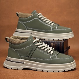 Men'S Heavy-Duty Work Boots - All-Terrain Traction, Lace-Up Outdoor Shoes with Cushioned PVC Sole - Beige/Tan - for Hiking, Construction, Everyday - Durable Synthetic Faux - Big & Tall Sizes Available - All-Season Wear, Hiking Boots, Rugged Footwear, Stylish Footwear, Sturdy Build, Versatile Footwear, Active Lifestyle, Construction Footwear, Casual Workwear, Reinforced Stitching, Construction Workers