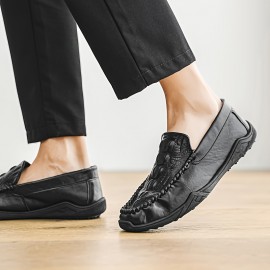 Men's Slip-On Moccasin-Style Low-Top Sneakers - Glossy Upper, Round Toe & Arch Support - All-Season Casual & Formal Shoes with Cushioned Insole & Non-Slip Rubber Sole - Black (Versatile for Everyday, Office, Semi-Formal Wear) - Comfortable & Durable Men's Footwear, Sneakers for Men High Quality, Shoes, High Top Sneakers for Women, Mens Shoes Sneaker, Slippers for Men