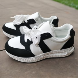 Women'S Breathable Slip-On Sneakers - Lightweight PVC & Fabric Upper, Soft EVA Insole, Black/White Casual Athletic Shoes for Running, Gym, Skateboarding & Travel, Ladies Sneakers