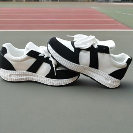 Women'S Breathable Slip-On Sneakers - Lightweight PVC & Fabric Upper, Soft EVA Insole, Black/White Casual Athletic Shoes for Running, Gym, Skateboarding & Travel, Ladies Sneakers