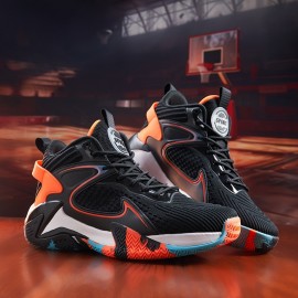 Vibrant Yellow Breathable Mesh Men's High-Top Basketball Shoes - Non-Slip EVA Sole, Durable for Training & Sports, Lace-Up, All-Season Athletic Footwear, Basketball Accessories