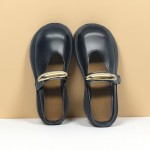 Women'S French-Inspired Slip-On Mary Jane Shoes with Metallic Buckle - Soft Synthetic Cover, Round Toe & Cushioned Insole, All-Season Casual Comfort for Casual Attire, Ladies Shoes