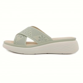 2025 New Arrival Women'S Lightweight Non-Slip Thick Sole Slides - Breathable Perforated Design, Comfortable Open-Toe Summer Sandals with EVA Cushioned Insole for Casual & Outdoor Wear, All-Season Use, Casual Footwear | Breathable Slides | EVA Cushioned Insole, Strappy Sandals