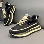 Men'S Chunky Platform Sneakers - Thick Cushioned Sole for Height Increase, Breathable Mesh Upper, Lace-Up Closure, Non-Slip PVC Outsole - Lightweight Sneakers for Gym, Streetwear, Everyday - Black/White/ - Spring/Fall/Summer Casual Shoes, Gym Footwear, Sporty Look, Comfortable Fit, Streetwear Footwear, Trendy Footwear, Durable Construction, Versatile Footwear, Active Lifestyle