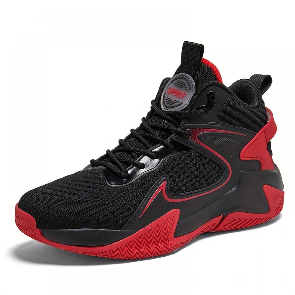 Vibrant Yellow Breathable Mesh Men's High-Top Basketball Shoes - Non-Slip EVA Sole, Durable for Training & Sports, Lace-Up, All-Season Athletic Footwear, Basketball Accessories